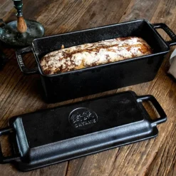 Brødform med lokk støpejern 37x14x11 cm 3L svart