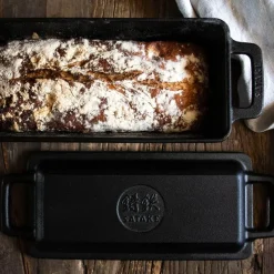 Brødform med lokk støpejern 37x14x11 cm 3L svart
