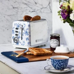 Brødrister 2-skiver China Rose blå/hvit