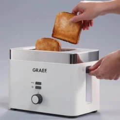 Brødrister TO61 2 skiver hvit m/sølvkant
