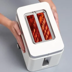 Brødrister TO61 2 skiver hvit m/sølvkant