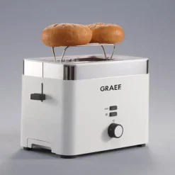 Brødrister TO61 2 skiver hvit m/sølvkant