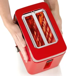 Brødrister TO63 2 skiver rød m/sølvkant