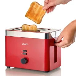 Brødrister TO63 2 skiver rød m/sølvkant