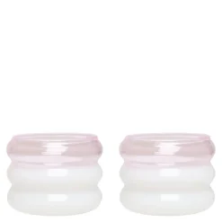 Bubble. telysholder 2 stk 5,6 cm milky white/pink