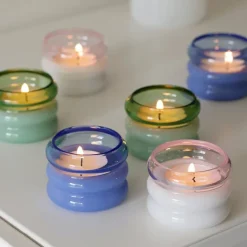 Bubble. telysholder 2 stk 5,6 cm milky white/pink