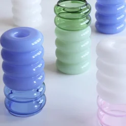 Bubble vase/lysestake 13,5 cm rosa