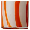 Calore lyslykt 10x10 cm Curve oransje/hvit stripete