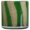 Calore vase/lyslykt 15x15 cm grønn/beige stripete