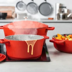 Cast Aluminium gryte 2,5L 21 cm rød