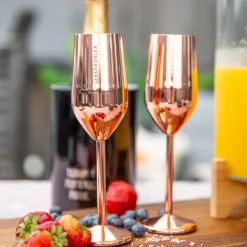 Champagneglass stål LYKKEBOBLER 23 cl roségull