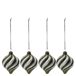 Chan julekuler 8 cm 4 stk svart/hvit