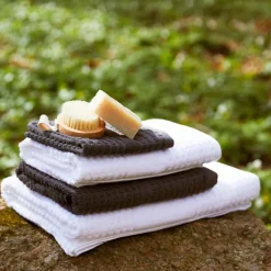 Check håndkle 50x100 cm hvit