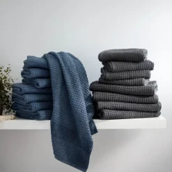 Check håndkle 50x100 cm mørk blå