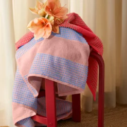 Check håndkle 50x100 cm rød/sand