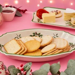 Christmas Tree Merry Christmas brett 28 cm hvit/grønn/rød