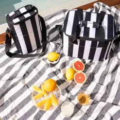 City stripet kjøleveske stor rPET svart/hvit