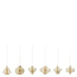 Comb juletrepynt papir 6 stk off white