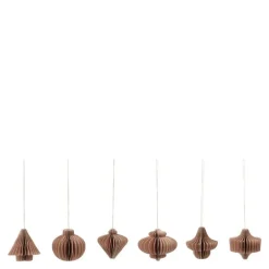 Comb juletrepynt papir 6 stk dusty rose