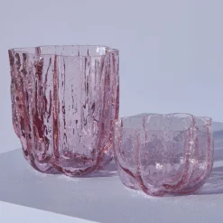 Crackle lyslykt 5,8 cm rosa