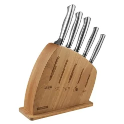 Cronos knivsett 6 deler m/knivblokk sølv