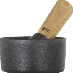 Crush morter rund 10 cm støpejern/akasietre