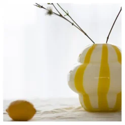 Curie vase 22 cm gul/ gul/hvit