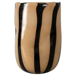 Curt vase 20x20x30 cm beige/svart striper