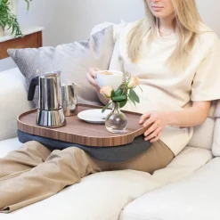 Curveline knebrett anti-slip 47x34 cm valnøtt/grå