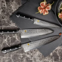 Damask santokukniv 18 cm svart