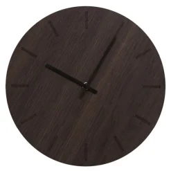 Dark Oak veggklokke 28 cm mørk eik m/svart viser