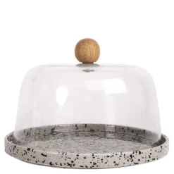 Ditte osteklokke rund 19,5 cm grå/svart/klar