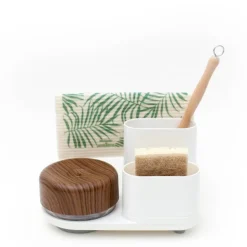 Do-Dish såpedispenser/oppvaskstativ 21,5x12,5x16 cm mørkt tre