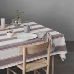 Duk 140x140 cm large stripes hvit/rød