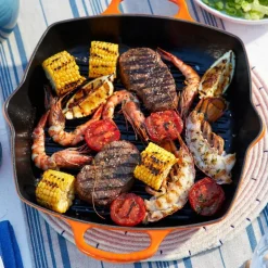 Dyp grillpanne støpejern 30 cm volcanic