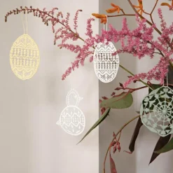 Easter påskeoppeheng 8,5 cm støvet grønn knipling