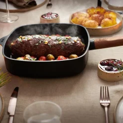 ECO Logic QXR stekepanne firkantet 28 cm fast trehåndtak