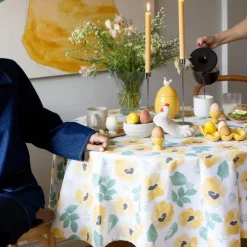 Eden rund vokset duk 180 cm gul mix