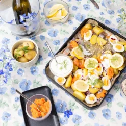 Eden vokset duk 150x250 cm blå mix