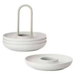 Eggeglass m/holder 4 stk grå