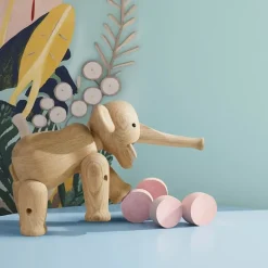 Elefant stor 22 cm eik