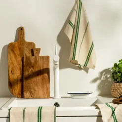 Elsa kjøkkenhåndkle 50x70 cm natur/grønn