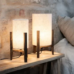 Eruca bordlampe 39 cm brunbeiset/beige tekstil