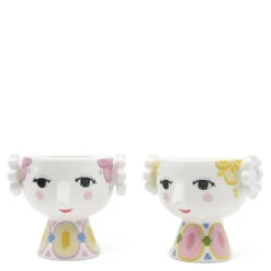 Eva telyslykt 6,5 cm 2 stk gul/lavendel