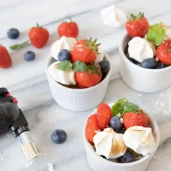 Fire gassbrenner med 4 hvite skåler