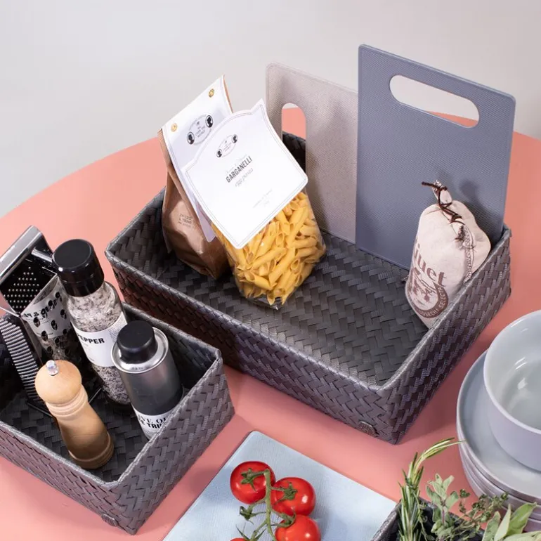 Fit stor oppbevaringskurv 36x24x10 cm dark grey