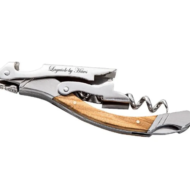 Flaskeåpner 17 cm rustfritt stål oliventre