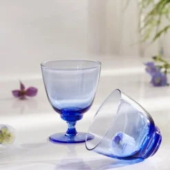 Flow glass med stett 35 cl mørk blå