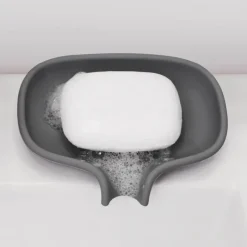 Flow såpeskål m/avrenning 13,5x10,5 cm silikon grafittgrå