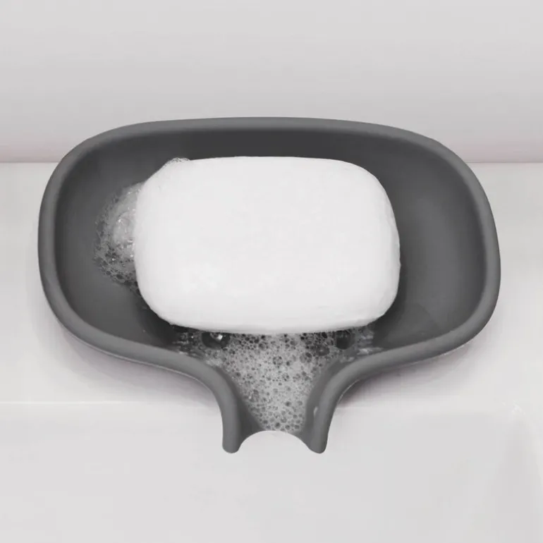 Flow såpeskål m/avrenning 13,5x10,5 cm silikon grafittgrå